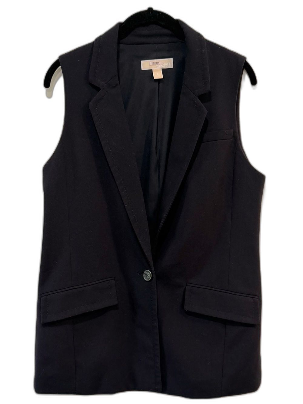 MICHAEL Michael Kors Dark Navy Blue Sleeveless Tailored Longline Blazer Vest S